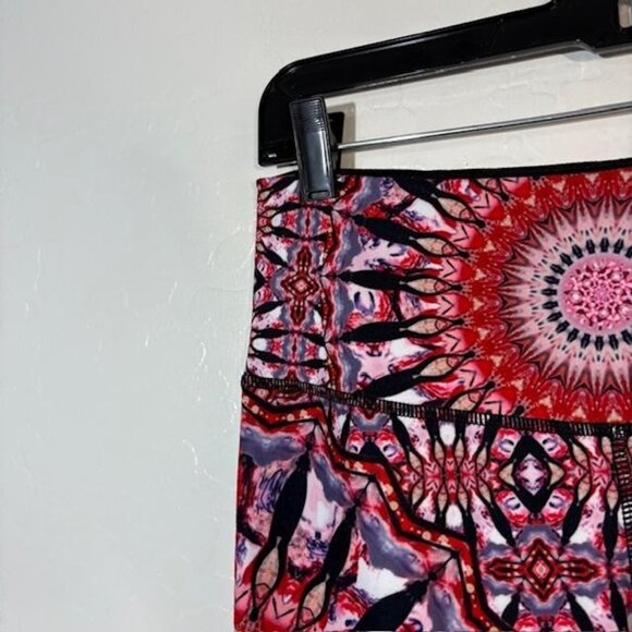 Wolven Leggings Womens Large Red Black Mandala Print High Waist Yoga Pants RPET - Picture 2 of 6